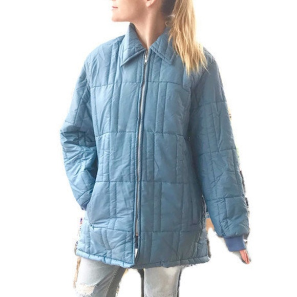 Quilted Fleece-Lined Vintage Blue Coat, Wingtip